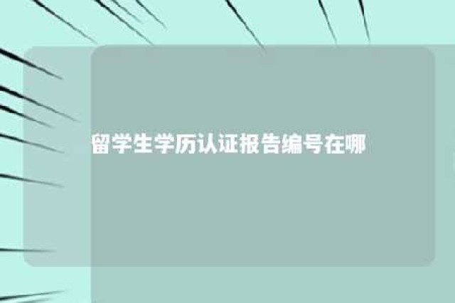 留学生学历认证报告编号在哪 留学学历认证编号在哪里看